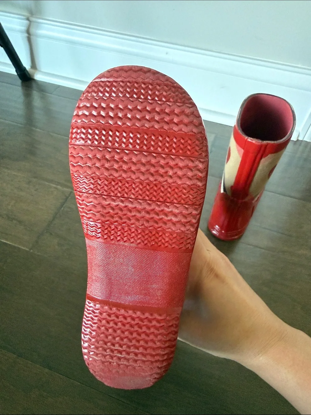 Burberry Red Heart Plaid Kids Rain Boots